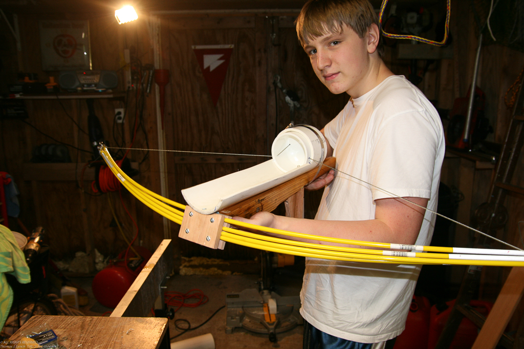 Danerous Da and his Physics Project  ~~  Sure looks like a crossbow.....but its really just a 