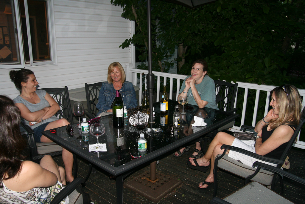 the goyales on the back deck supervising the Girl Scout party  ~~  