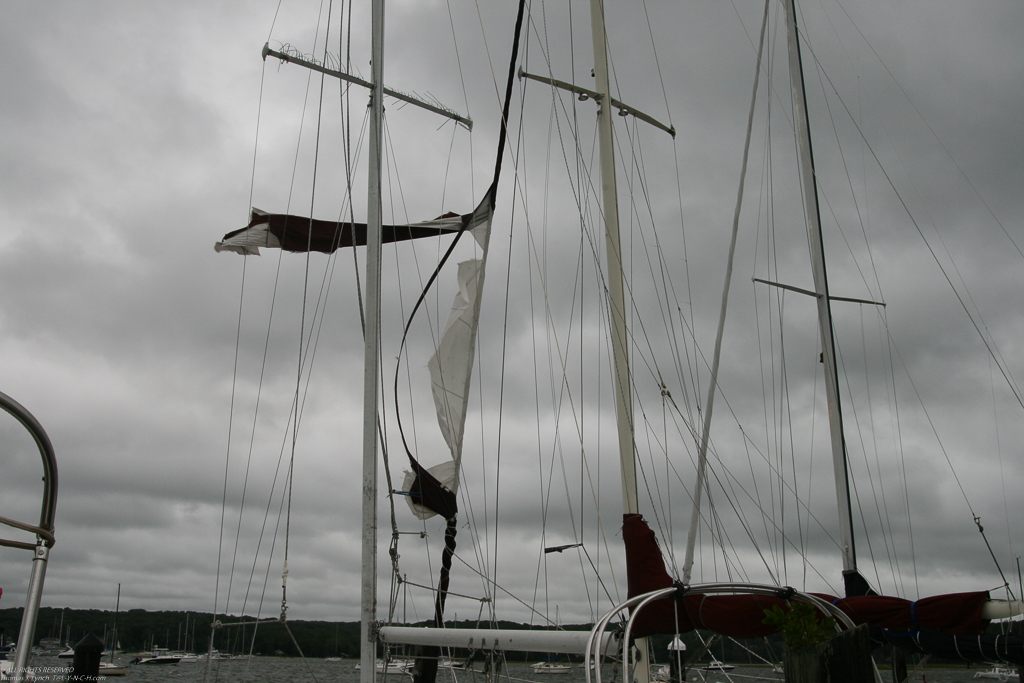 takes about 10 minutes to drop a headsail?  ~~  takes $3 grand to replace it!  Dumb.