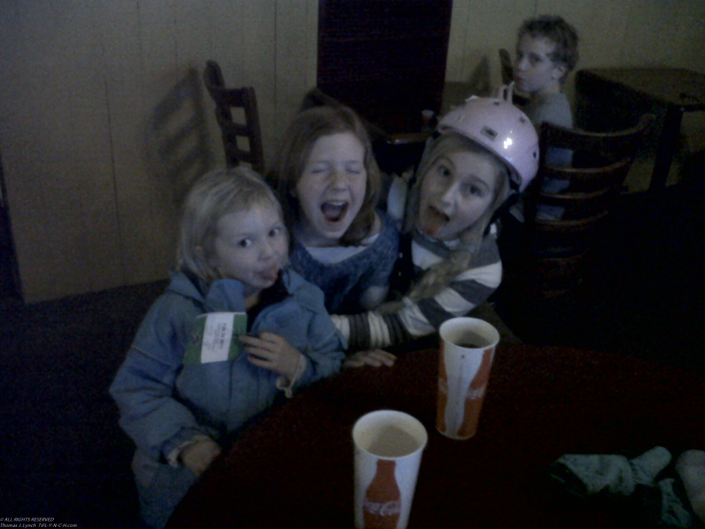Kaleigh, Laura, & Mary - Haming it up in the lodge  ~~  Thursday Feb 24, Tuxedo Ridge/Sterling Mtn Ski vaca. 2011