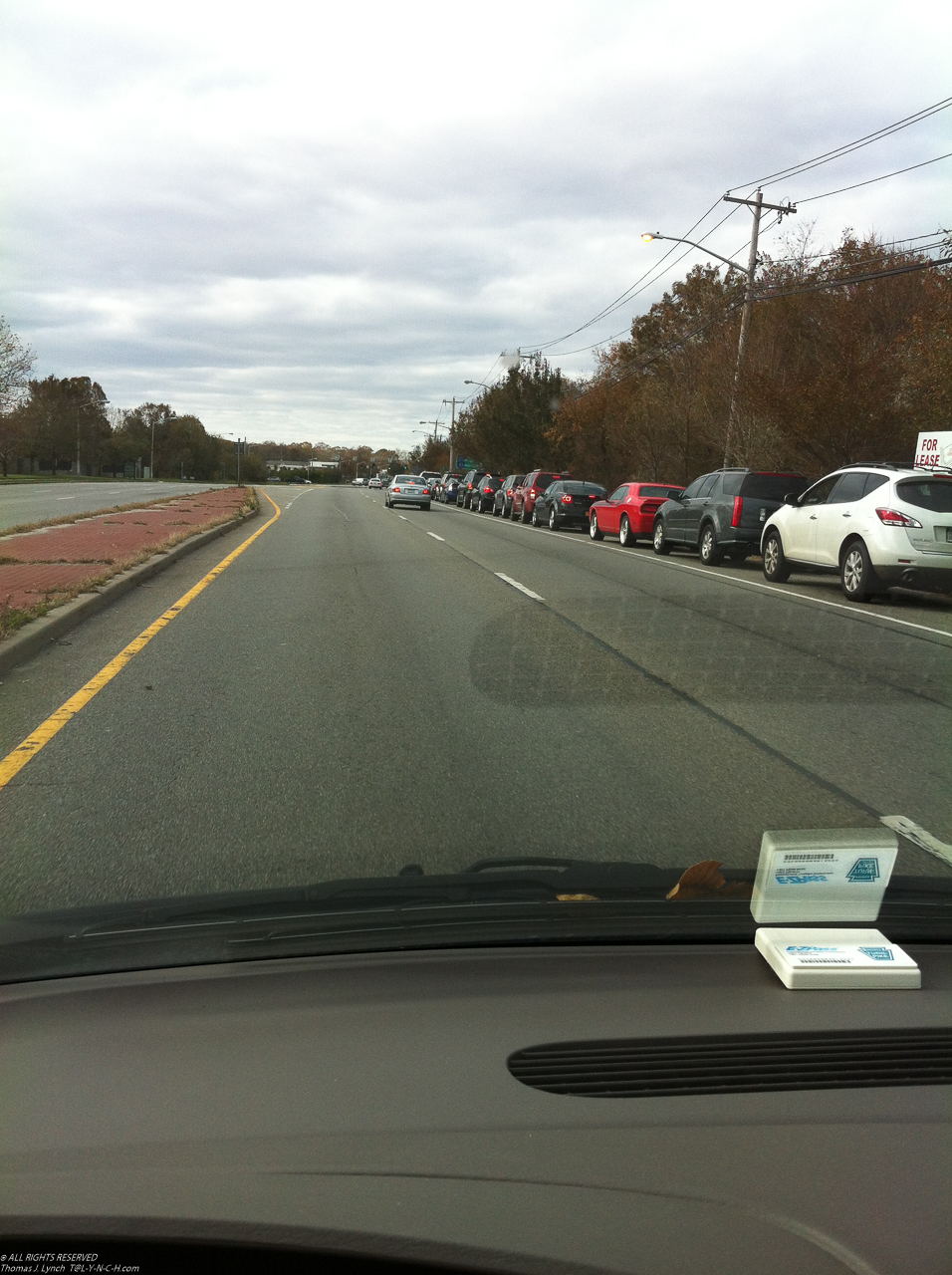 Hurricane Sandy come to town Nov 2012  ~~  Gas lines (over 3 hours IF you even get gas when you get there)