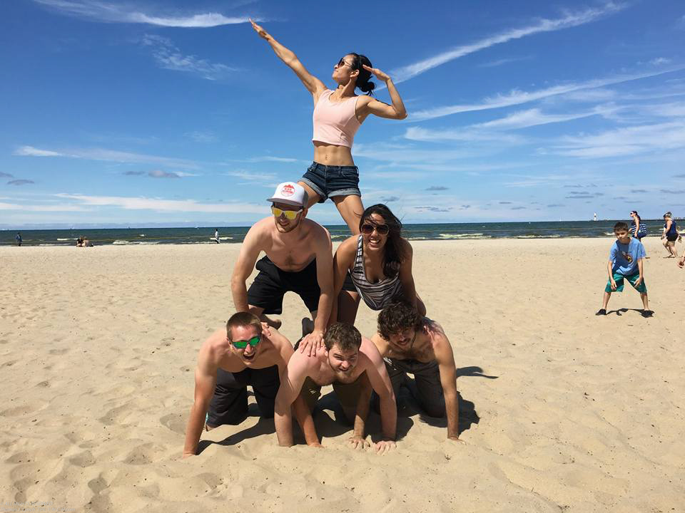 Dan and Lourde and crew at Ontario Beach July 2016 pyramid  ~~  