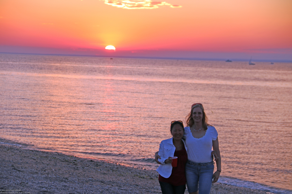 Friday Night at Cedar Beach with friends  ~~  Michele and Gret