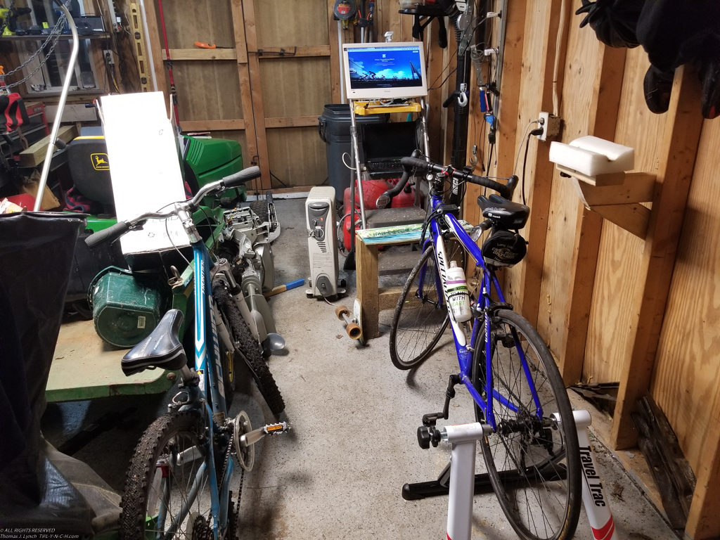 Zwift and Judy Blue in the Barn for the winter  ~~  