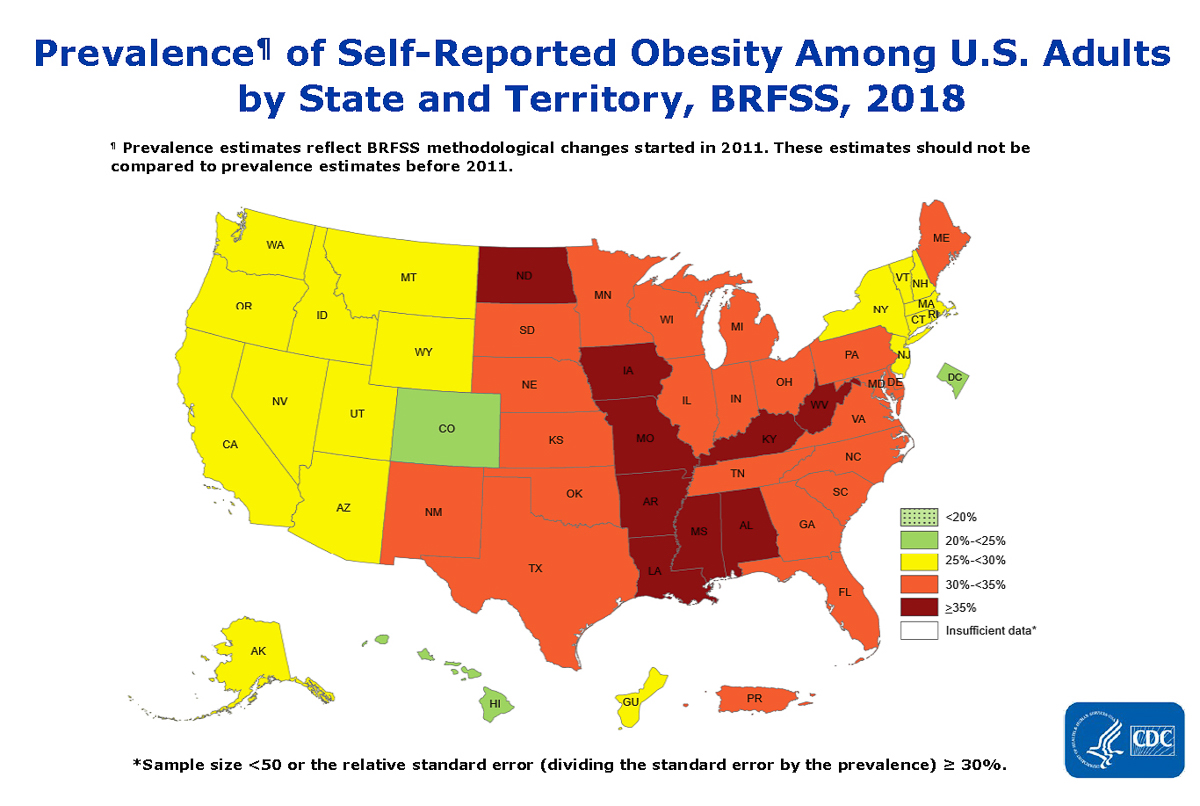 CDC All Adults Obesity 2018  ~~  