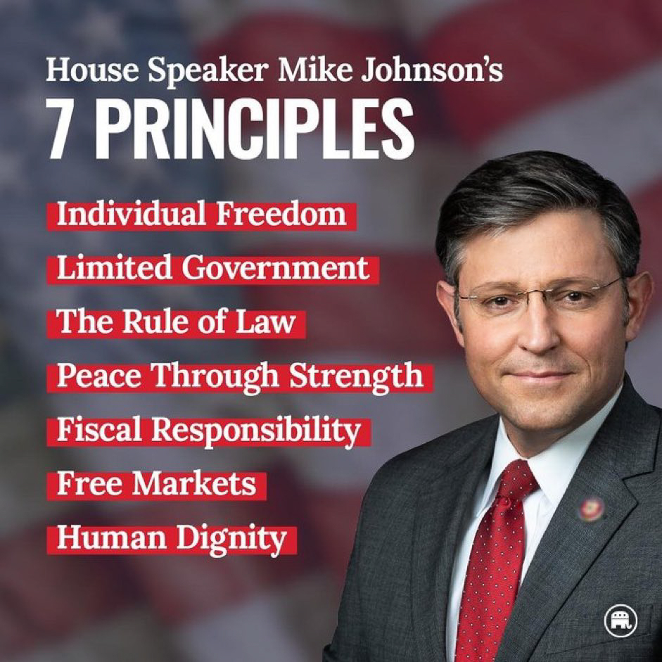 Mike Johnson New Speaker's 7 Prinicples 2023  ~~  