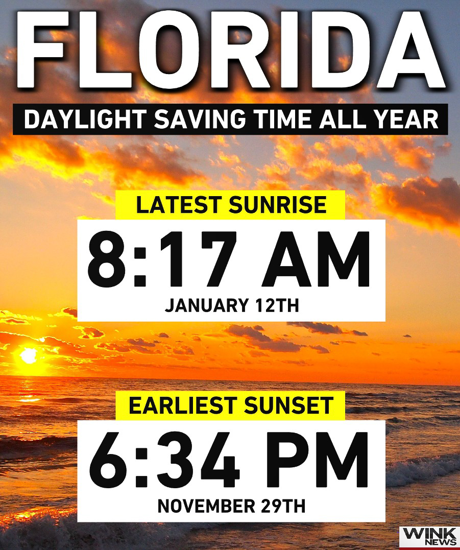 FL sunsets and sunrises with Daylight Savings all year  ~~  