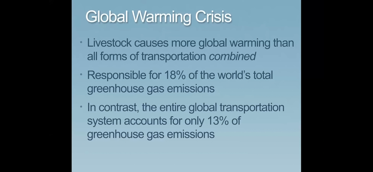 Global Warming by Livestock causes 18% of world total. Transportation is only 13%  ~~  