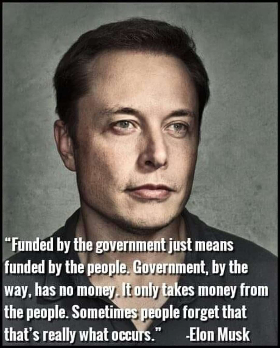 Govt just takes fromt he people - Elon Musk  ~~  