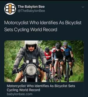 Motorcyclist who identify as bicycles  ~~  