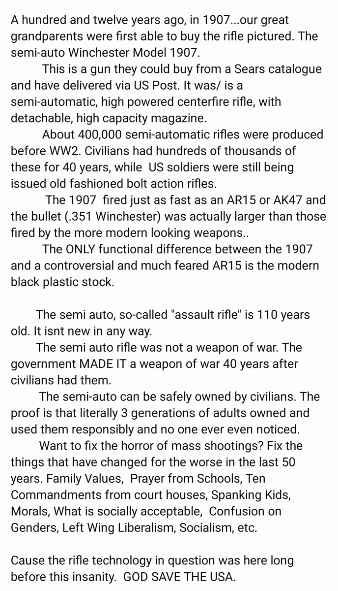 Semi automatic rifles the democrat want to ban the 1907 and AR-15 scary weapons  ~~  