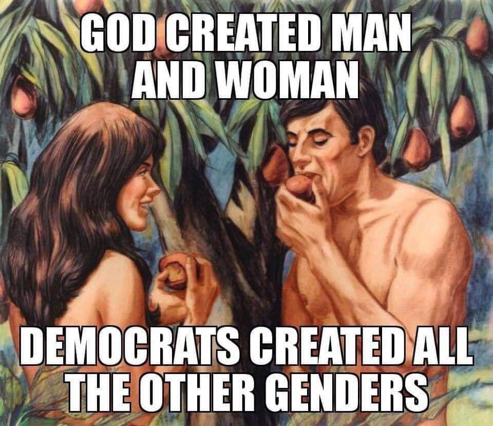 god created man and woman but democrats created all the other genders  ~~  