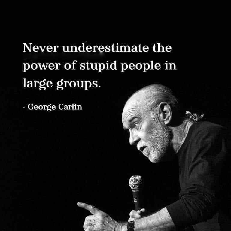 never underestimate the power of stupid people in large groups - carlin  ~~  